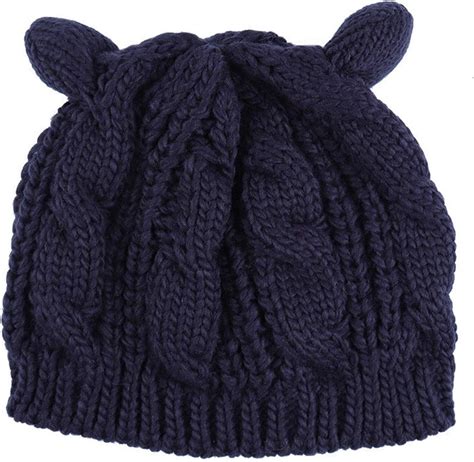 Cappello beanie in lana check / orecchie 